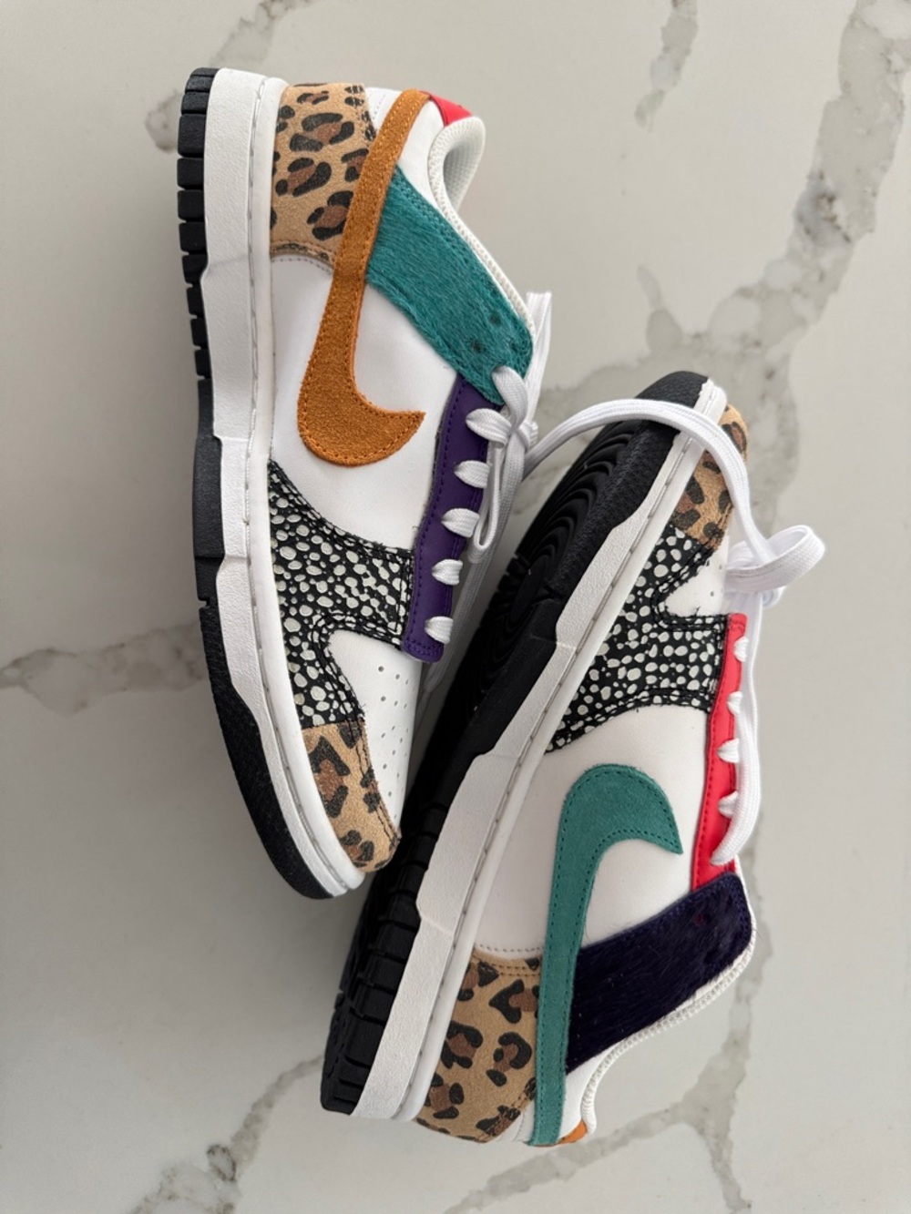 Nike White Multicolor Animal-Accent Dunk Low Sneakers - Picture 7 of 8